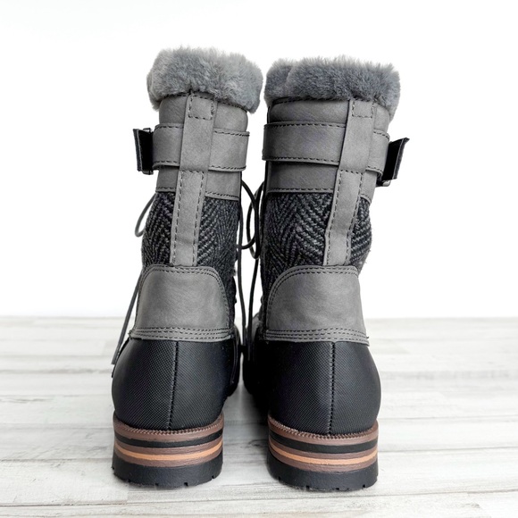 Rock & Candy Danlea Grey Faux Fur Lace Up Winter Snow Boots Women’s 8.5 - Picture 6 of 12